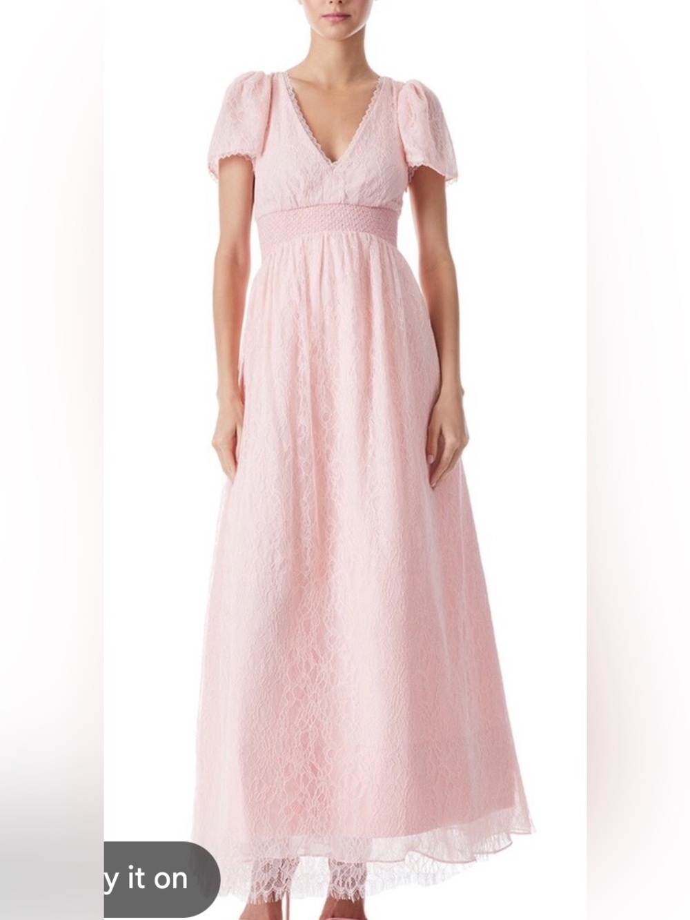 • Alice + Olivia Charlsie Smocked Lace Maxi Dress